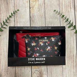 Steve Madden Makeup Bags Set Red & Black Floral